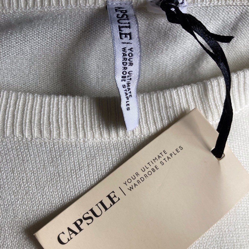 Capsule Ruffle Sleeve White Sweater NWT - Picture 6 of 7